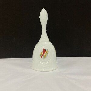 Vintage Fenton Cardinals in Winter Hand Bell Signed